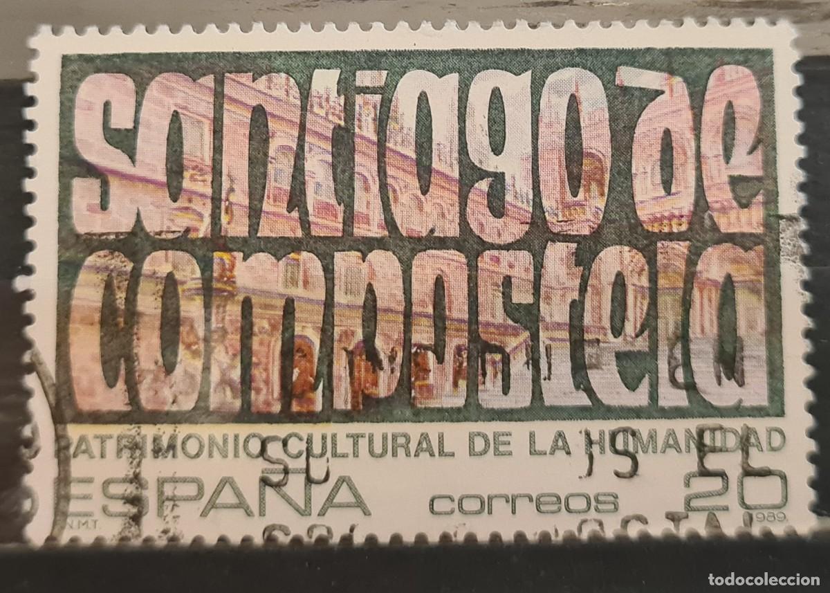 Francobolli: Sello usado de Espa&ntilde;a 1989. Patrimonio Cultural Mundial: Santiago de Compostela
