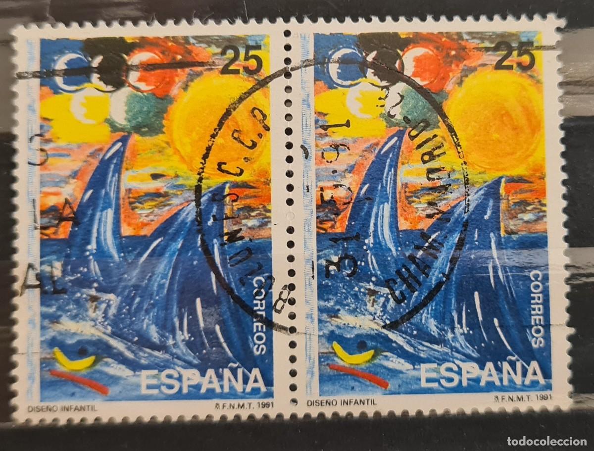 Francobolli: Sello usado de Espa&ntilde;a 1991: concurso filat&eacute;lico escolar