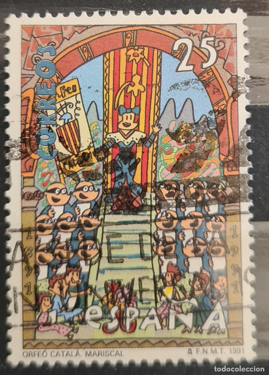 Francobolli: Sello usado de Espa&ntilde;a 1991: Centenario de la fundaci&oacute;n del Orfe&oacute; Catal&agrave;