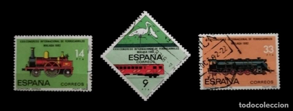 Sellos: ESPA&Ntilde;A Congreso Internacional del Ferrocarril de 1982. SERIE COMPLETA. USADO.