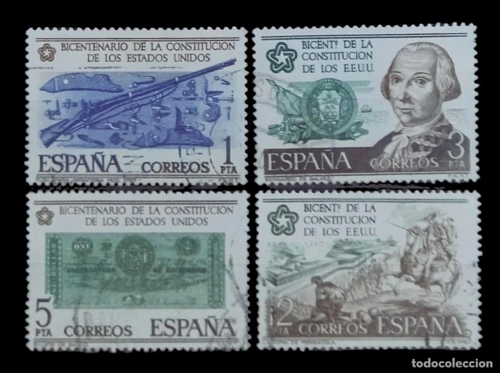 Sellos: ESPA&Ntilde;A 1976 Bicentenario Constitucion EEUU Espa&ntilde;a. SERIE COMPLETA. USADO.