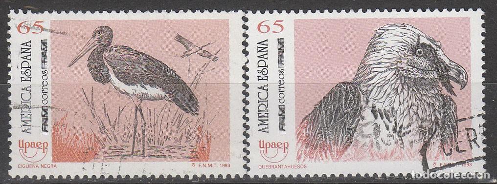Sellos: EDIFIL 3270/1, AVES EN PELIGRO DE EXTINCION: CIGUE&Ntilde;A NEGRA Y QUEBRANTAHUESOS, USADO SERIE COMPLETA