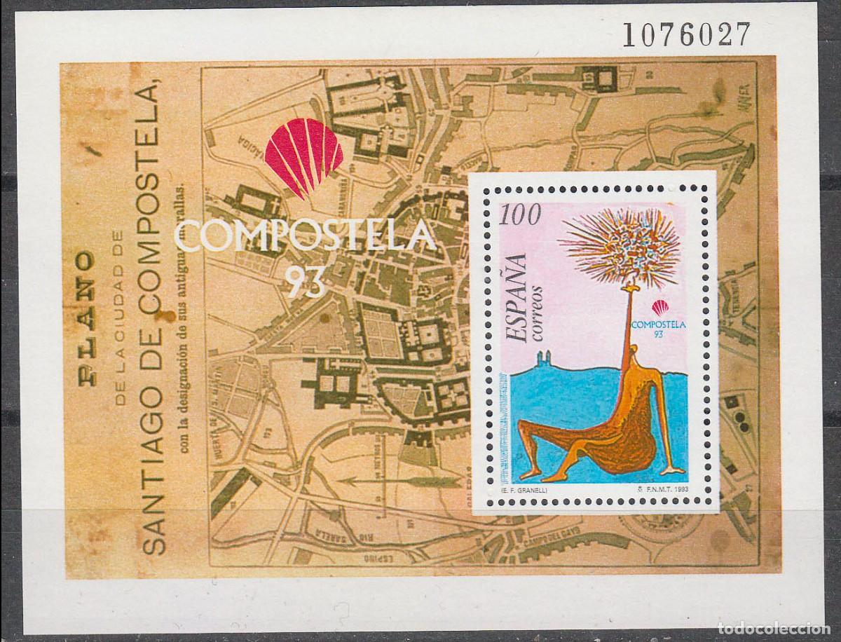 Sellos: EDIFIL N&ordm; 3258, COMPOSTELA'93, HOJA BLOQUE NUEVA **