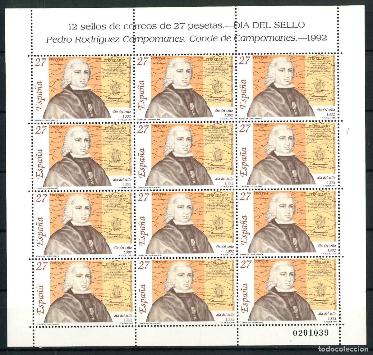 Sellos: Espa&ntilde;a 1992. Minipliego 39. D&iacute;a del Sello. Edifil 3154** MNH- R74