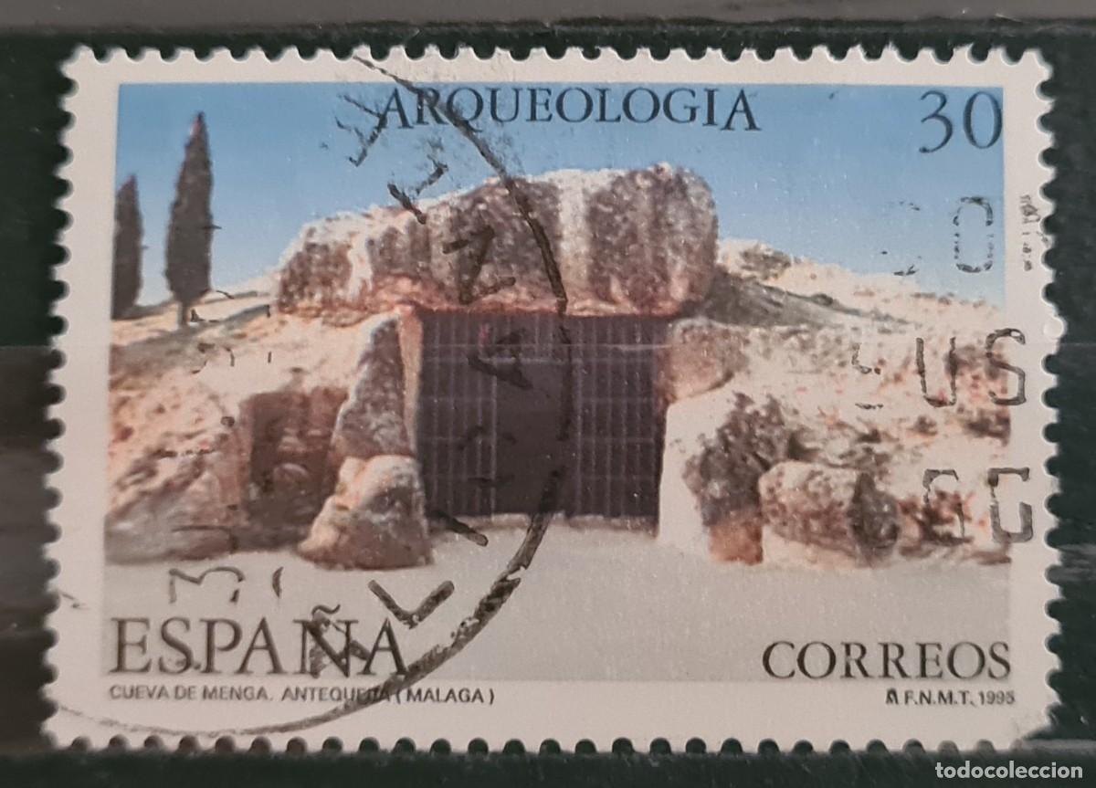 Sellos: Sello usado de Espa&ntilde;a 1995. Arqueolog&iacute;a: Gruta de Menga