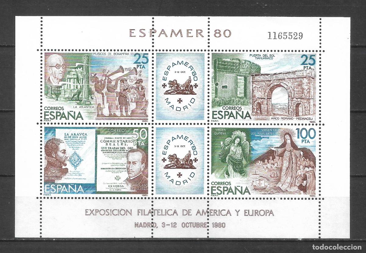 Sellos: espa&ntilde;a 1980 hoja bloque edifil 2583 ** mnh - 24/1