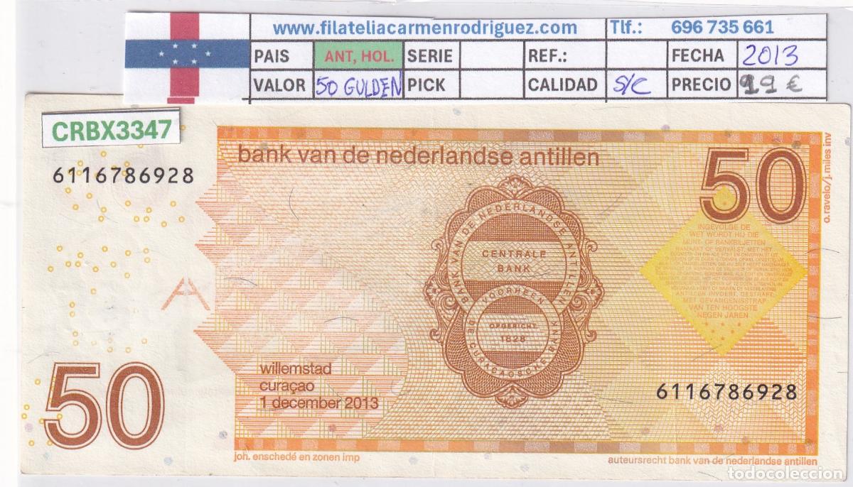 Sellos: CRBX3347 BILLETE ANTILLAS HOLANDESAS 50 GULDEN 2013 SIN CIRCULAR