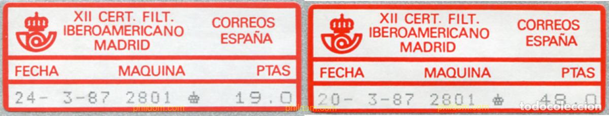 Sellos: 739481 MNH ESPA&Ntilde;A 1987 XII CERT. FILT. IBEROAMERICANO MADRID