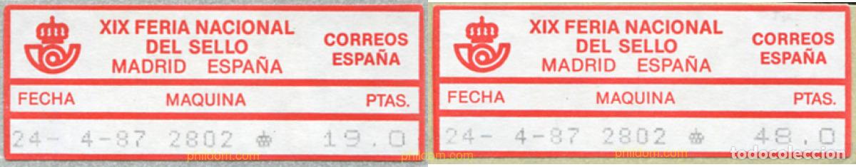 Sellos: 739483 MNH ESPA&Ntilde;A 1987 XIX FERIA NACIONAL DEL SELLO