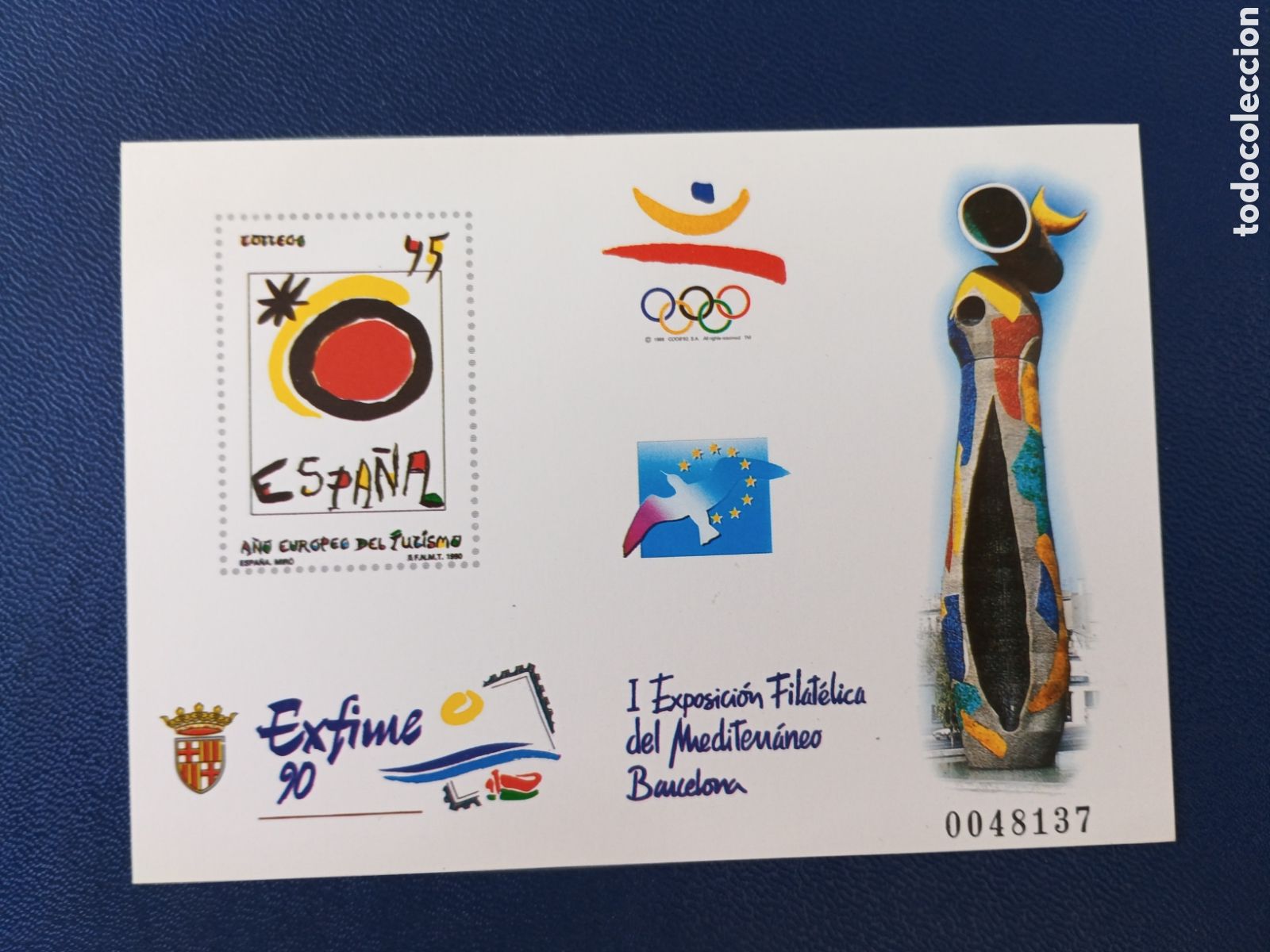 Timbres: SELLOS ESPA&Ntilde;A MNH 1990 NUM 22 PRUEBA DE LUJO HOJITA SIN DENTAR EXFIME 90 BARCELONA