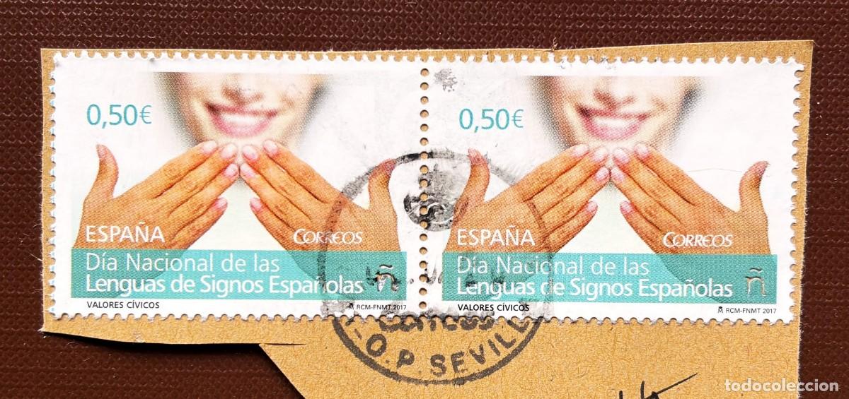 Sellos: A&ntilde;o 2017 -Edifil 5155 - pareja usados bonito matasellos de Sevilla