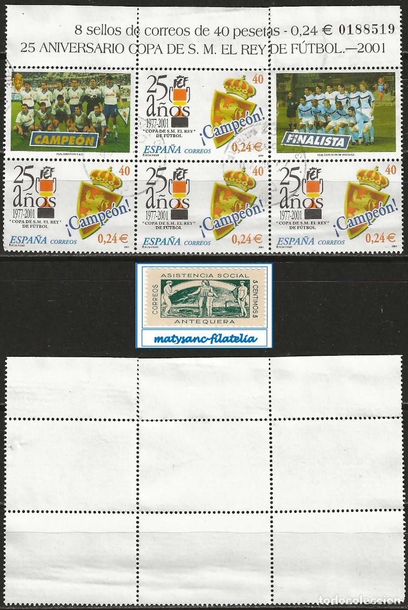 Sellos: ESPA&Ntilde;A 2001. EDIFIL 3805. MEDIO MINIPLIEGO 75 &rdquo;25 A&Ntilde;OS DE LA COPA DE S.M. EL REY&rdquo;. USADO