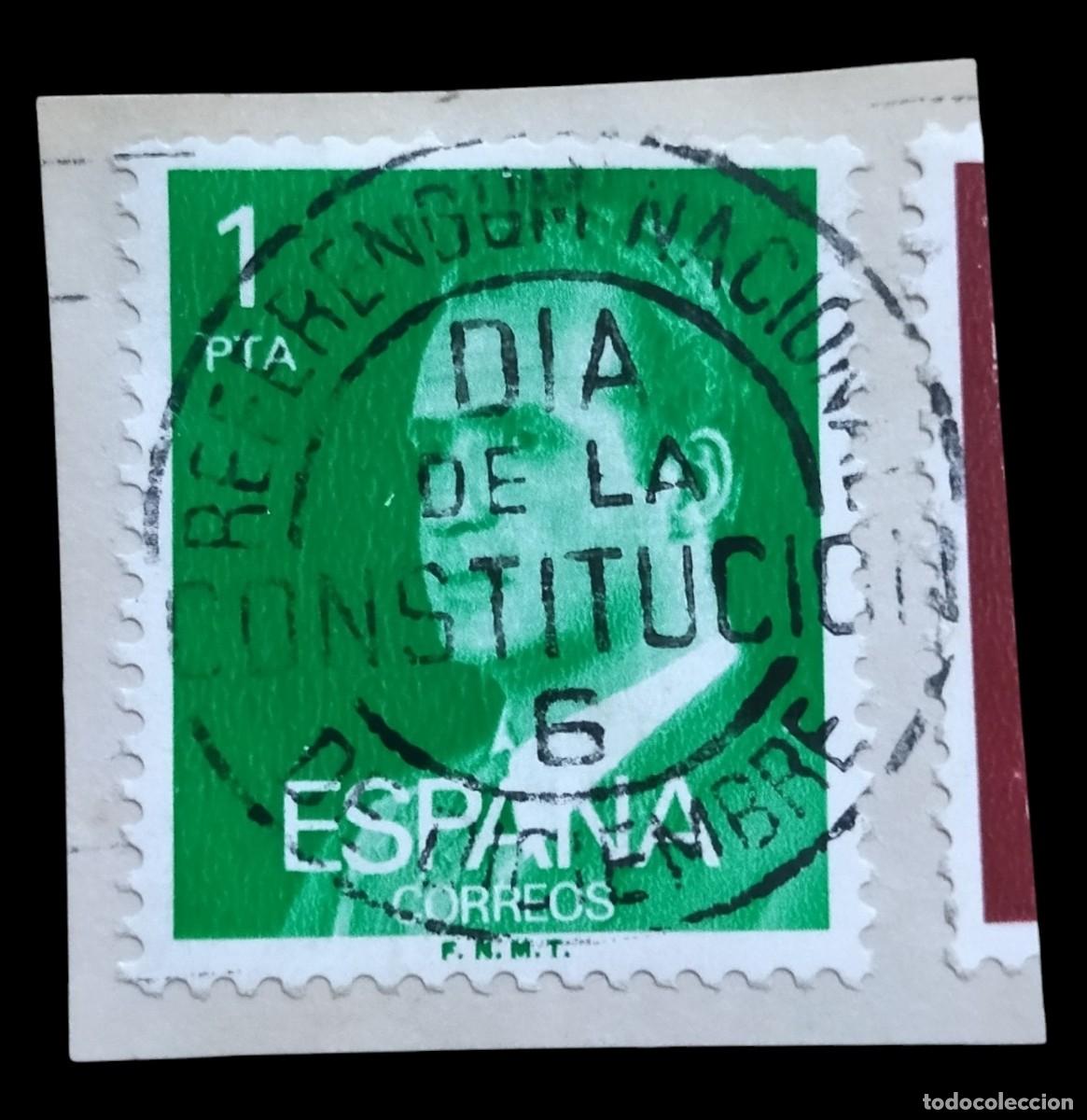 Sellos: MATASELLOS CONMEMORATIVO DEL D&Iacute;A DE LA CONSTITUCI&Oacute;N - 6 DICIEMBRE. USADO.