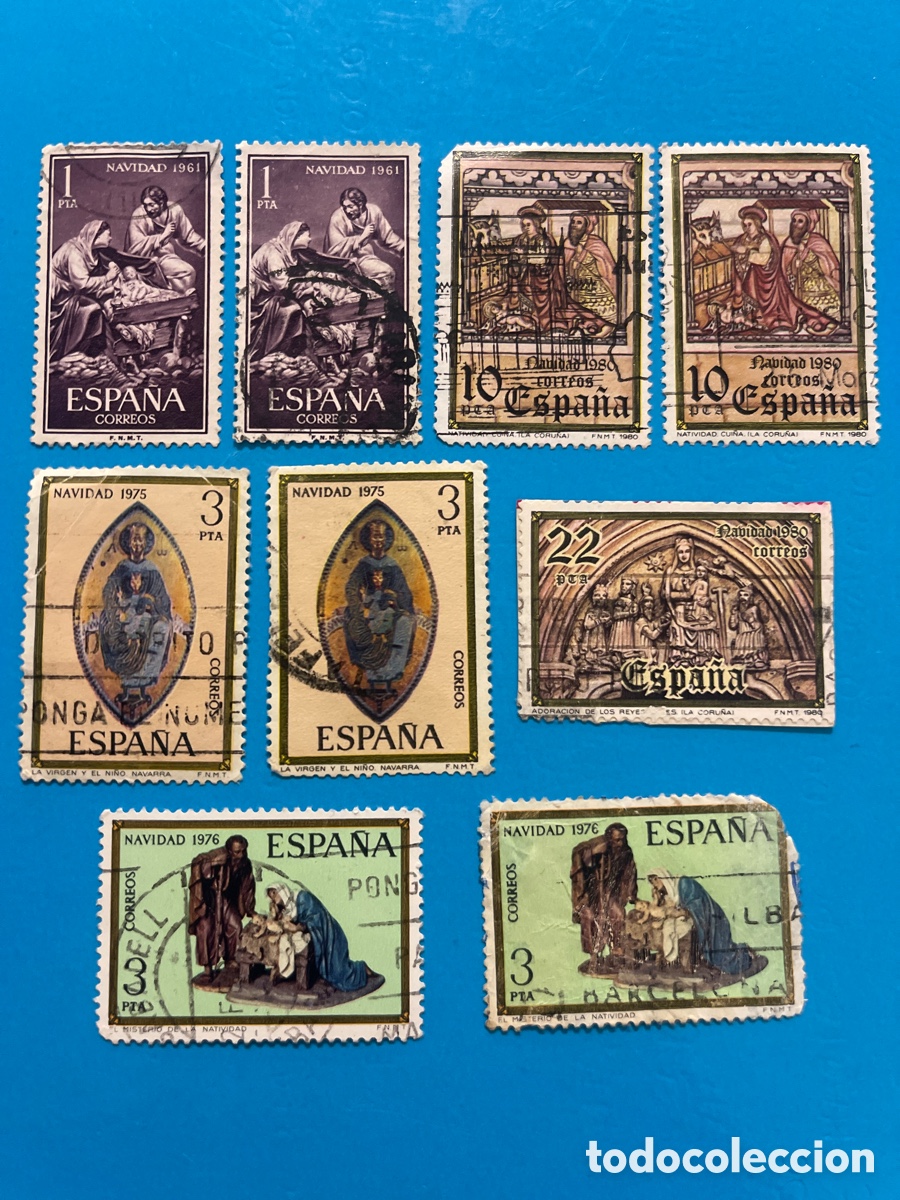 Sellos: Lote de 9 Sellos Navidad Espa&ntilde;a
