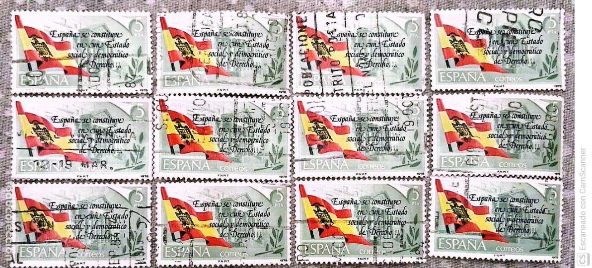 Sellos: Espa&ntilde;a. 2507 Proclamaci&oacute;n de la Constituci&oacute;n espa&ntilde;ola. 1978. 12 Sellos usados. Ref. h22. Numeraci&oacute;n