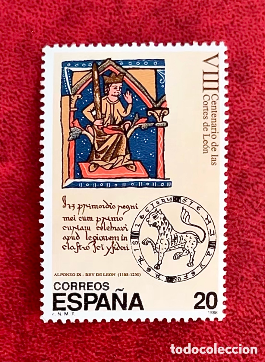 Sellos: Bonito Sello VIII Centenario Primeras Cortes de Leon