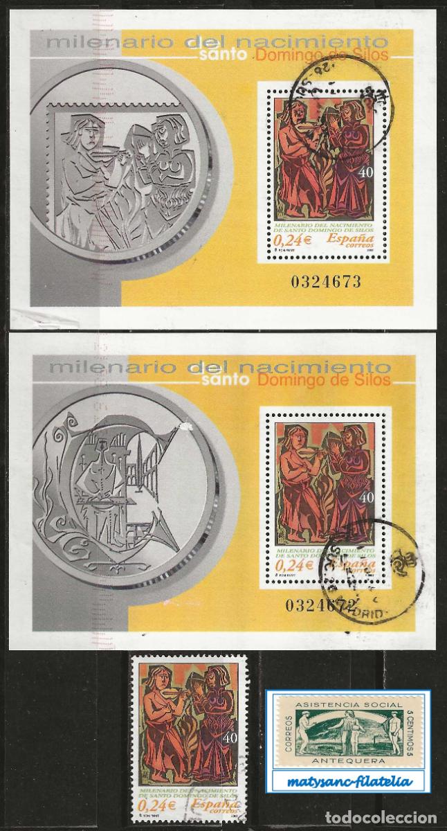 Sellos: ESPA&Ntilde;A 2001. EDIFIL 3817/3819. HOJITAS+SELLO &rdquo;MILENARIO DE SANTO DOMINGO DE SILOS&rdquo;. USADA.