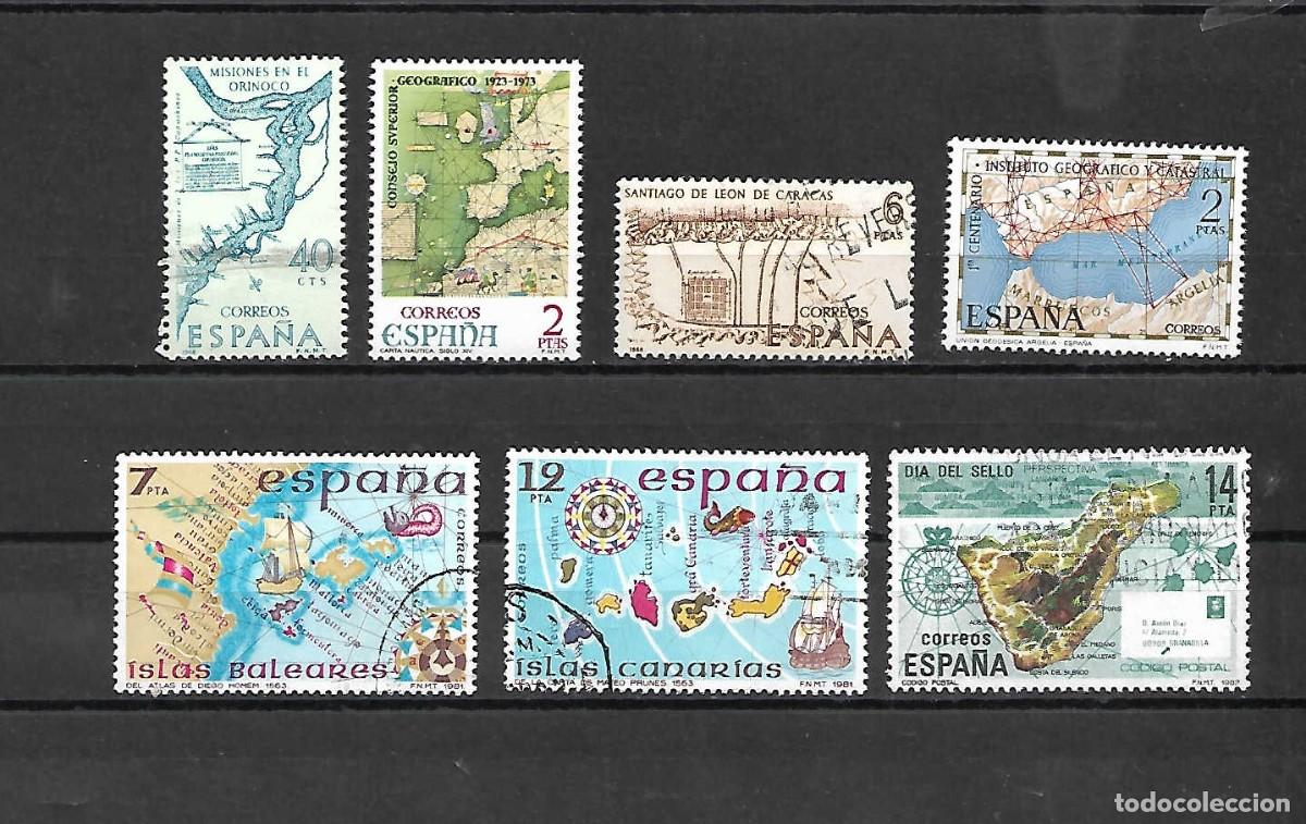 Sellos: lote de 7 sellos de Mapas, Espa&ntilde;a