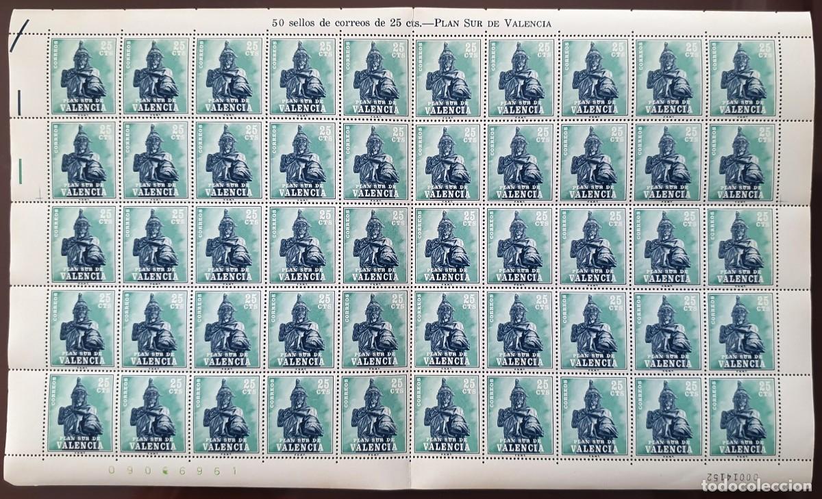 Sellos: SELLOS PLAN SUR DE VALENCIA 1975. 25 CTS.PLIEGO DE 50 SELLOS. NUEVOS. EDIFIL 11. JAIME I.