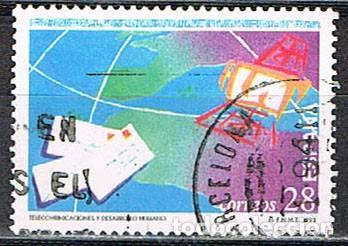 Sellos: EDIFIL N&ordm; 3255, DIA DE LAS TELECOMUNICACIONES 1993, USADO
