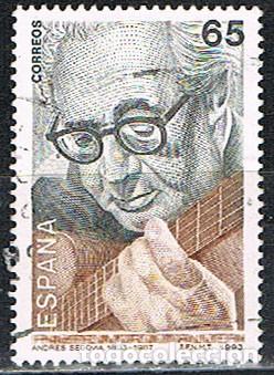 Sellos: EDIFIL N&ordm; 3242, C ENGTENARIO DE ANDRES SEGOVIA, MUSICA, USADO