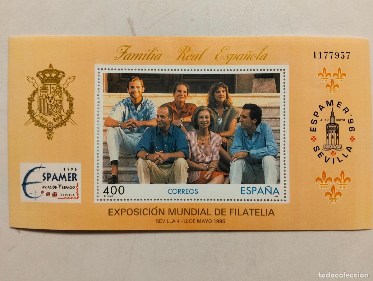 Sellos: HOJA BLOQUE, FAMILIA REAL ESPA&Ntilde;OLA, EXPOSICION MUNDIAL DE FILATELIA, ESPAMER 96
