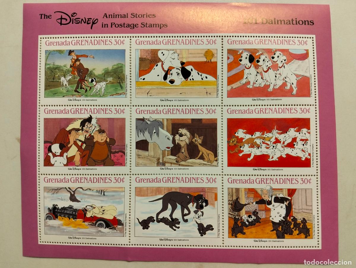 Sellos: HOJA BLOQUE, SELLOS SERIE 101 DALMATAS, WALT DISNEY