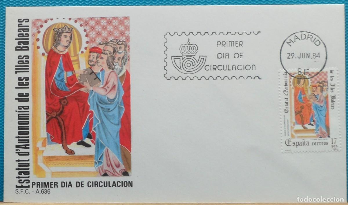 Sellos: 1984-ESPA&Ntilde;A-SPD-VER FOTO-N&ordm;2739-ESTATUTOS DE AUTONOMIA-ISLAS BALEARES