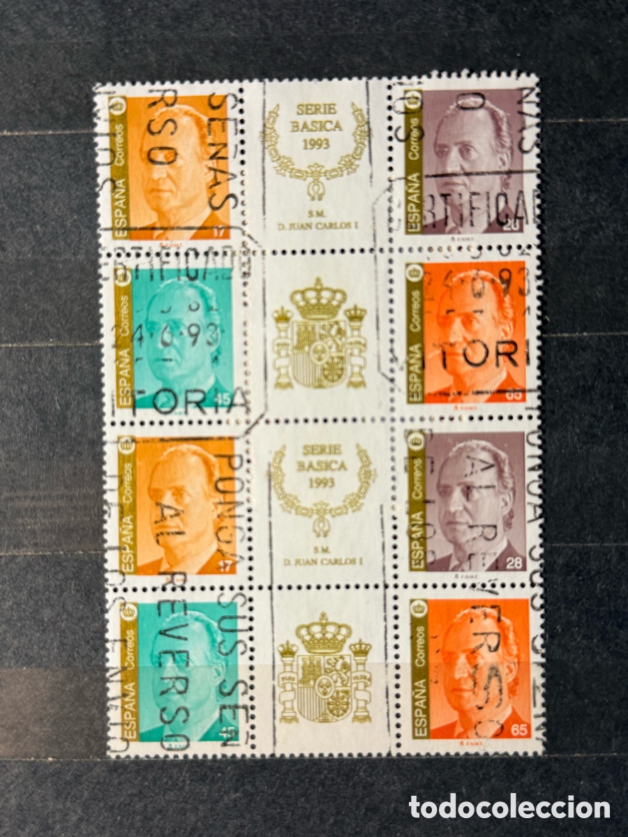 Sellos: Espa&ntilde;a. 1993. Juan Carlos I. Edifil 329A/3262A bloque. Usados.