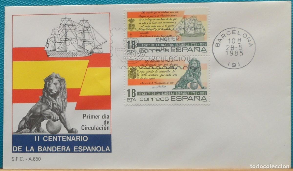Sellos: 1985-ESPA&Ntilde;A-SPD-VER FOTO-N&ordm;2791/2-II CENTENARIO DE LA BANDERA ESPA&Ntilde;OLA-FECHA BARCELONA