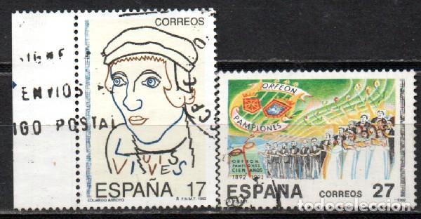 Sellos: EDIFIL 3224/5, EFEMERIDES, CENTENARIOS DE JUUAN LUIS VIVES Y ORFEON PAMPLONES, USADO SERIE COMPLETA