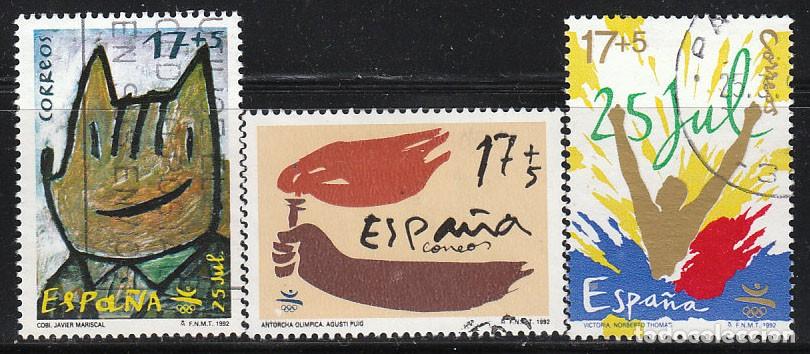 Sellos: EDIFIL 3212/4, COBI, MASCOTA DE JUEGOS OLIMPICOS DE BARCELONA, USADO SERIE COMPLETA