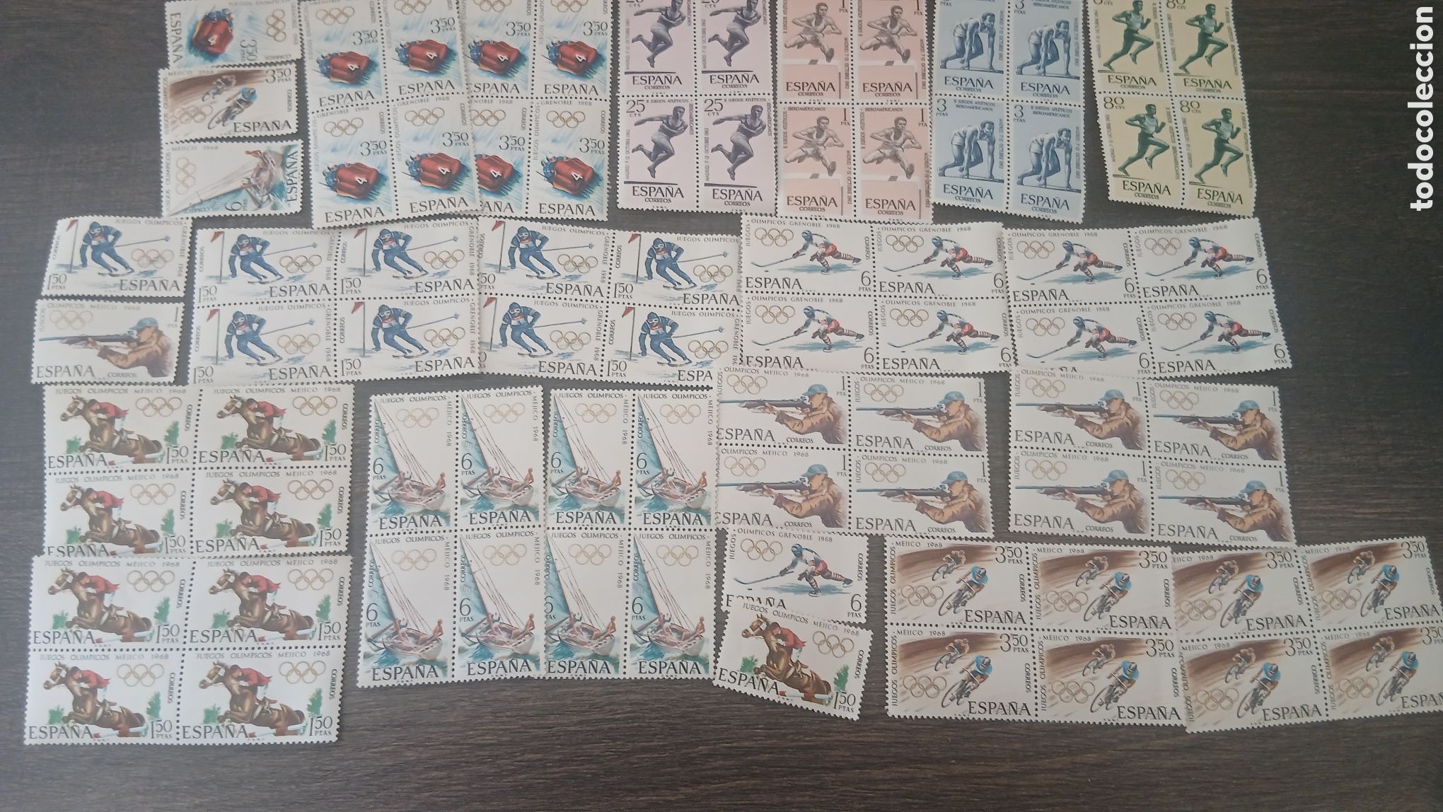 Sellos: Lote de sellos de Espa&ntilde;a &ndash; Juegos Ol&iacute;mpicos M&eacute;xico 1968 y Grenoble 1968.Lote de sellos de Espa&ntilde;a