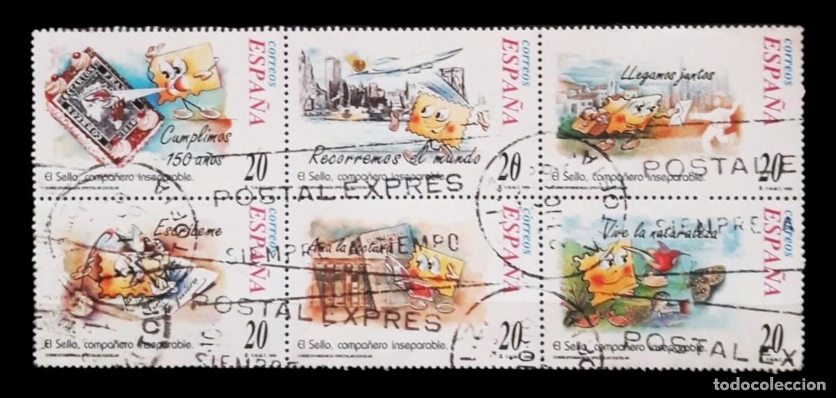 Sellos: ESPA&Ntilde;A 1999 Correspondencia Epistolar Escolar. BLOQUE DE 6. USADO