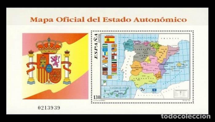 Timbres: Edifil 3460 Hojita MAPA OFICIAL DEL ESTADO AUTON&Oacute;MICO 1996 nuevos sin fijasellos MNH **
