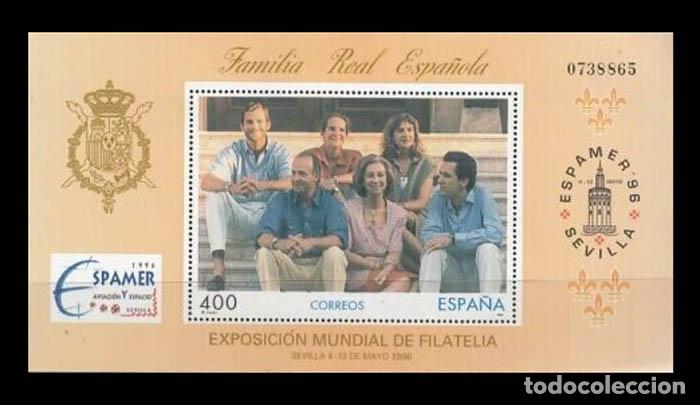 Sellos: Edifil 3428 Hojita ESPAMER'96. FMILIA REAL ESPA&Ntilde;OLA 1996 nuevos sin fijasellos MNH **