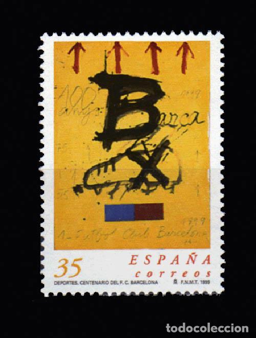 Sellos: Edifil 3621 DEPORTES. CENTENARIO DEL FUTBOL CLUB BARCELONA 1999 nuevo sin fijasellos MNH **