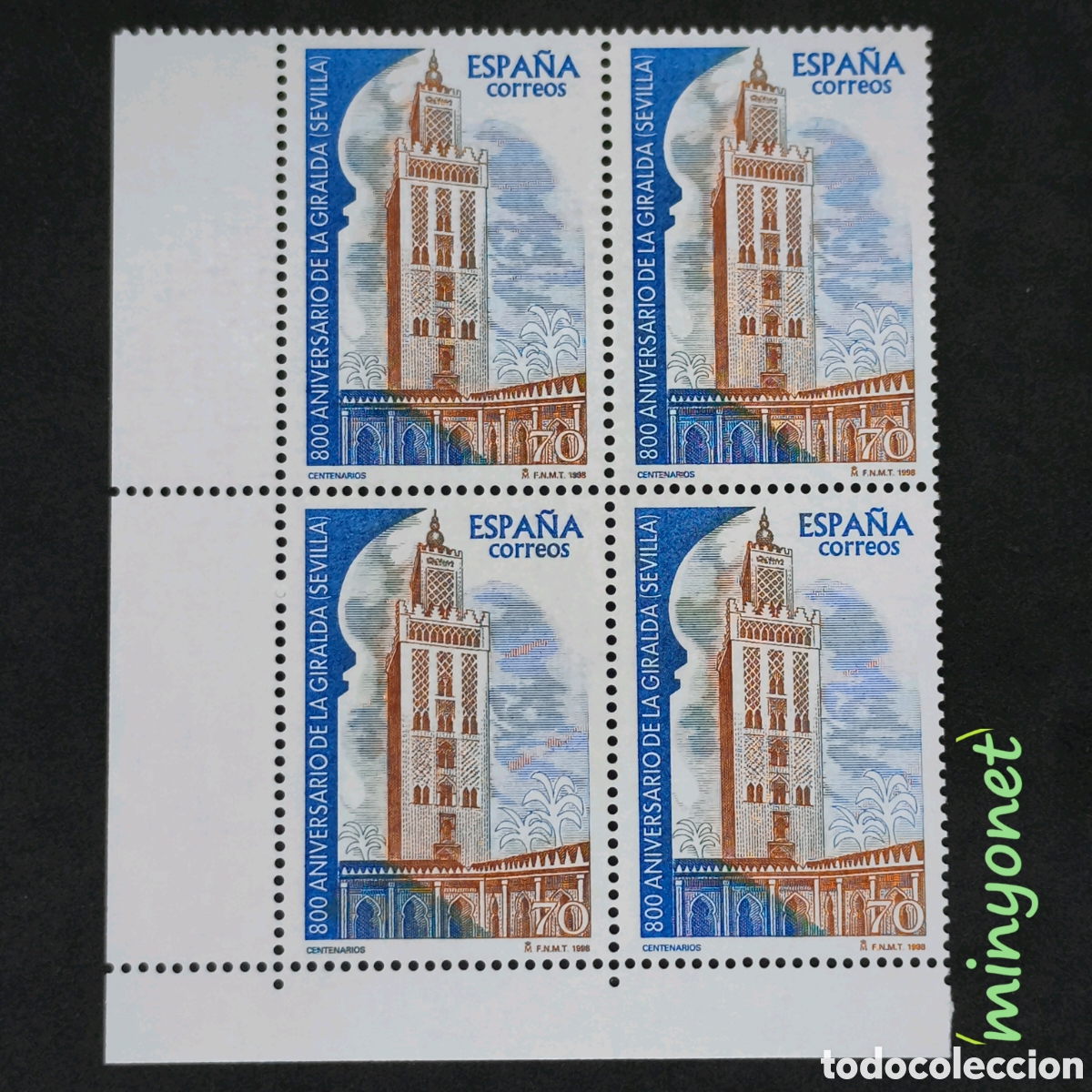 Sellos: Bloque de 4 sellos 3587 de 1998 - Aniversario Giralda Sevilla