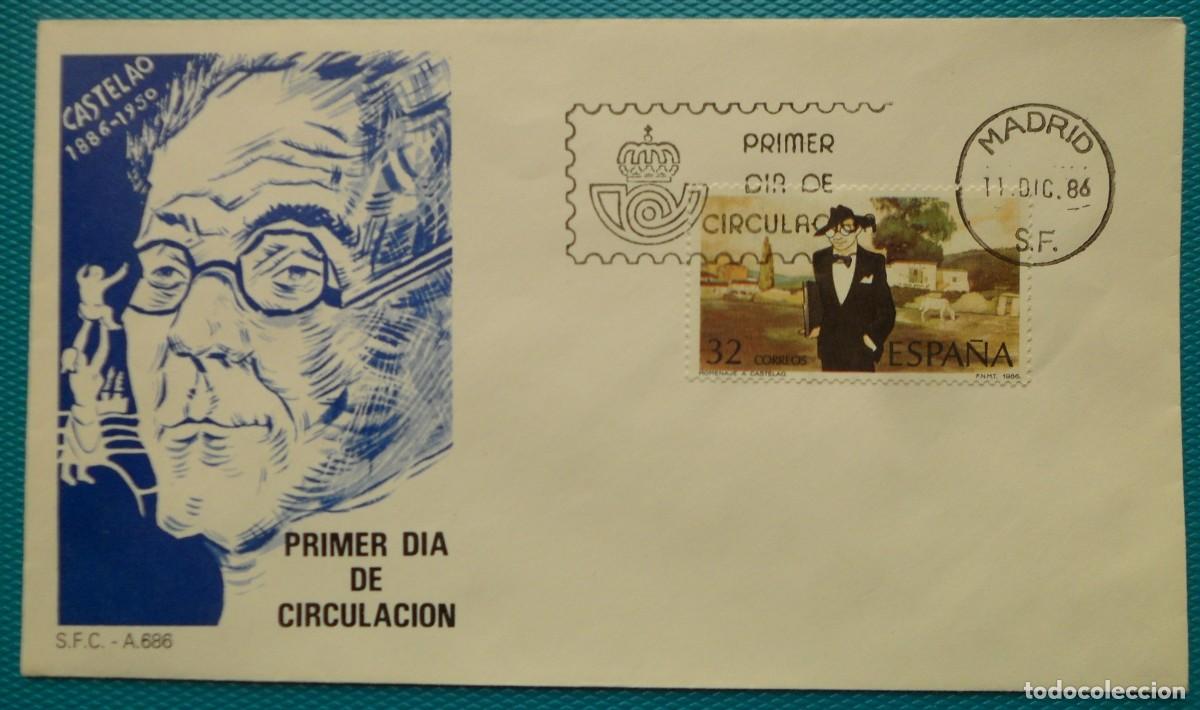 Sellos: 1986-ESPA&Ntilde;A-SPD-VER FOTO-N&ordm;2873-ALFONSO RODRIGUEZ CASTELAO(1886-1950)