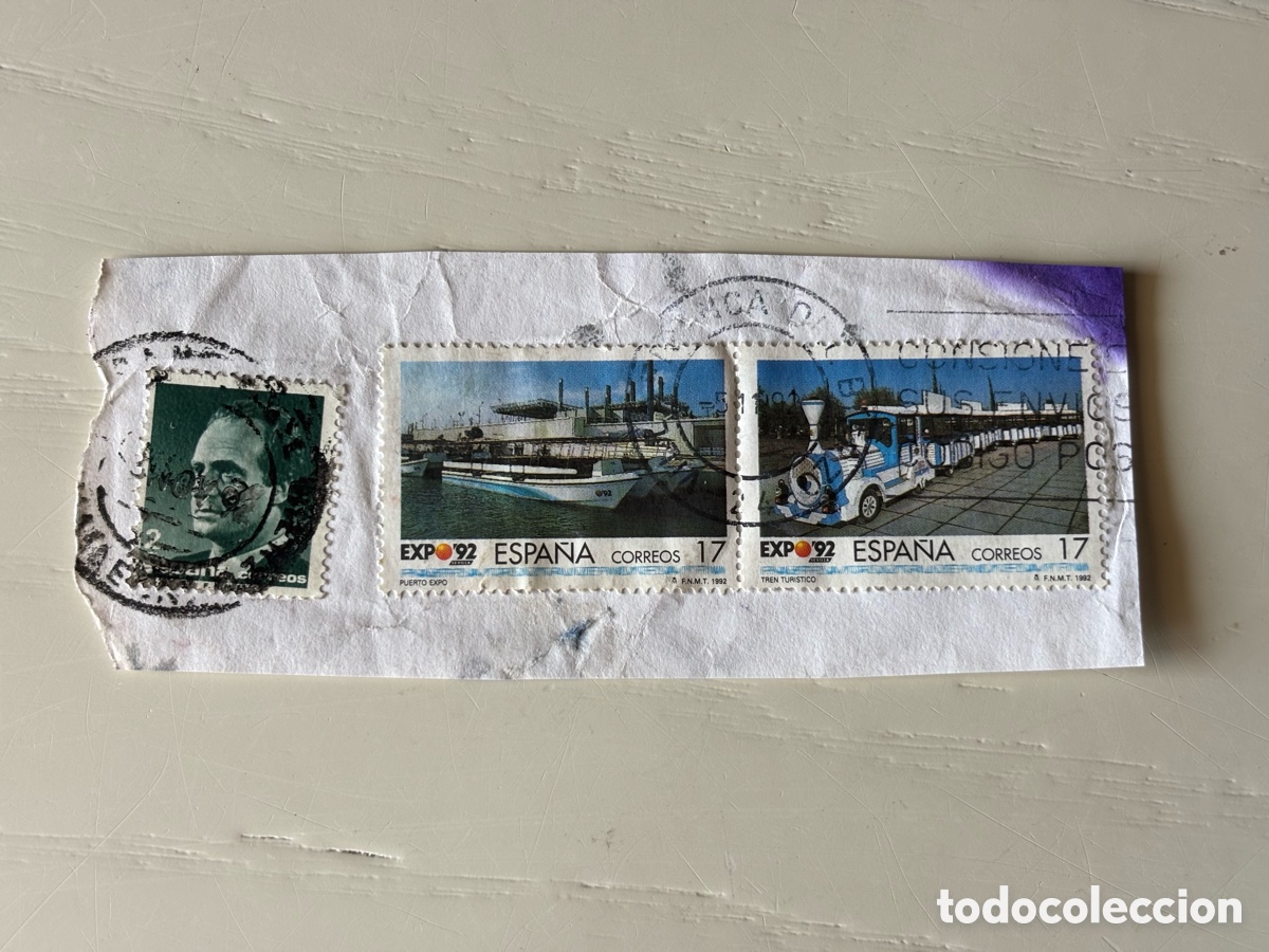 Sellos: Sellos EXPO 92 Tren y Puerto