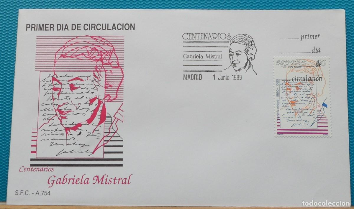 Sellos: 1989-ESPA&Ntilde;A-SPD-VER FOTO-N&ordm;3013/4-CENTENARIOS-GABRIELA MISTRAL-CHRALIE CHAPLIN