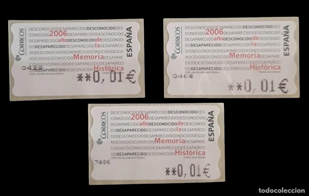 Sellos: ESPA&Ntilde;A 2007 ATM MEMORIA HIST&Oacute;RICA - PALABRAS. VARIEDADES EN 5 DD/AA + 5 DD/EE. NUEVAS Y PERFECTAS.