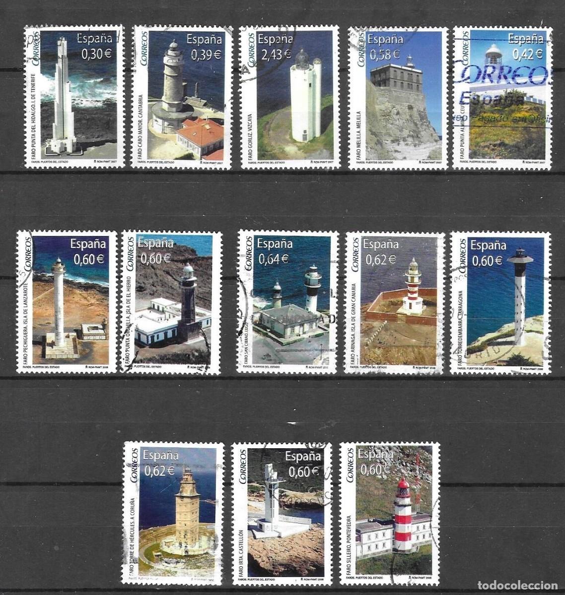 Sellos: LOTES DE SELLOS USADOS DE ESPA&Ntilde;A 2007/ 10. SERIE DE FAROS