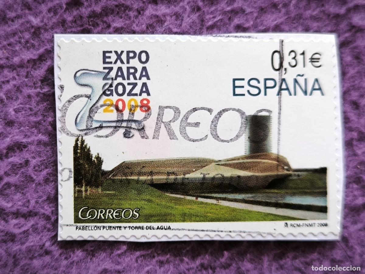 Sellos: Espa&ntilde;a 0,31 &euro; Expo Zaragoza 2008 Pabell&oacute;n Puente Y Torre Del Agua