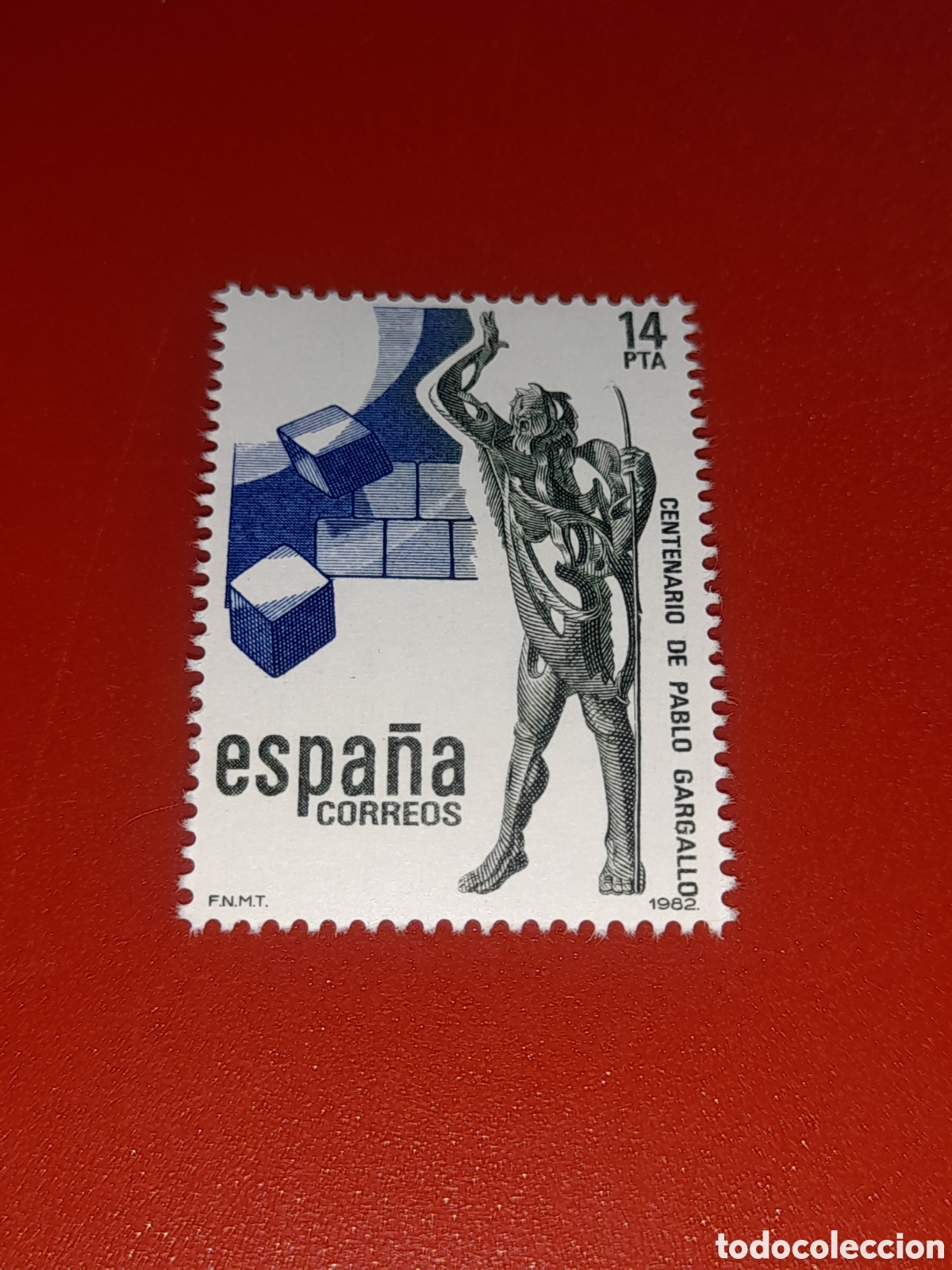 Sellos: Sello Espa&ntilde;a nuevo 1982. 100Aniv nacimiento escultor Pablo Gargallo. Arte. Esculturas. Forja. Artes
