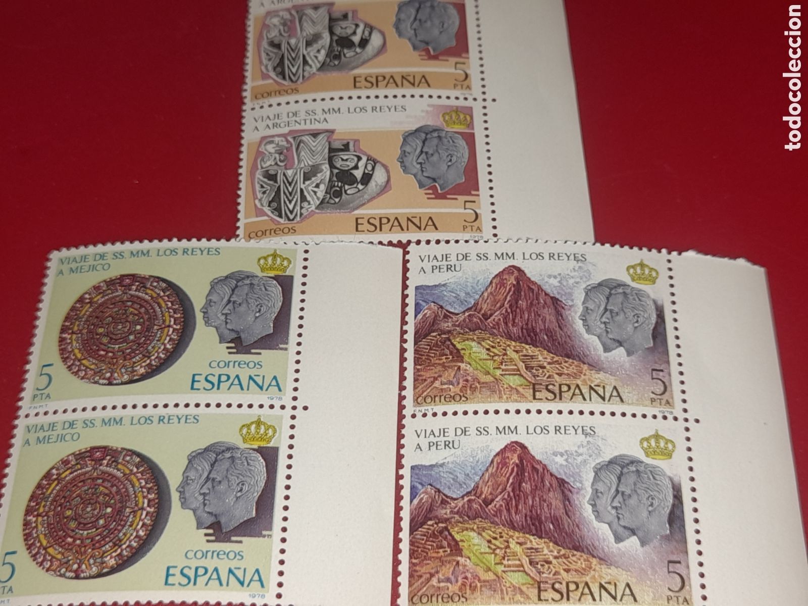 Sellos: Sello Espa&ntilde;a nuevo 1978. Visita Reyes Hispanoam&eacute;rica. Moneda. Numism&aacute;tica. Arqueologia. Monta&ntilde;a. Ar