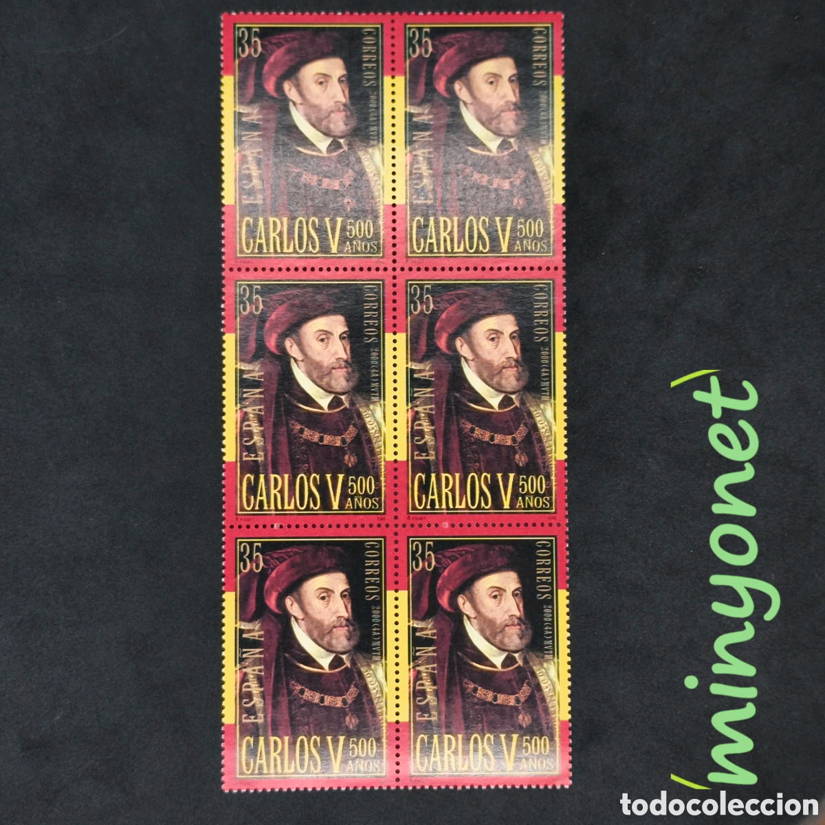 Sellos: Bloque de 6 sellos 3697 de 2000 - Carlos V