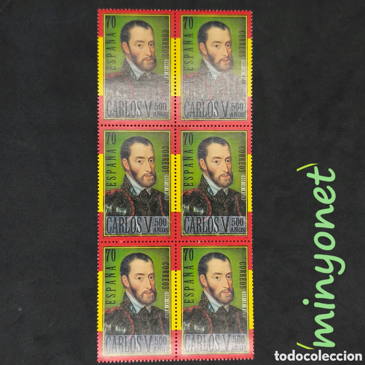 Sellos: Bloque de 6 sellos 3698 de 2000 - Carlos V