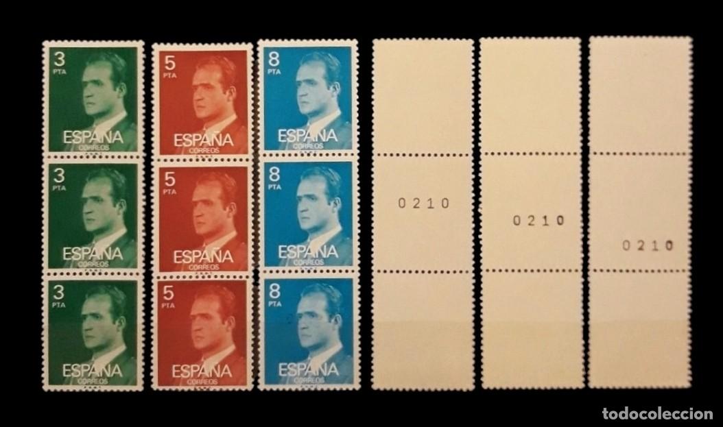 Sellos: ESPA&Ntilde;A TR&Iacute;PTICOS JUAN CARLOS CON LA MISMA NUMERACI&Oacute;N. NUEVO - MNH.