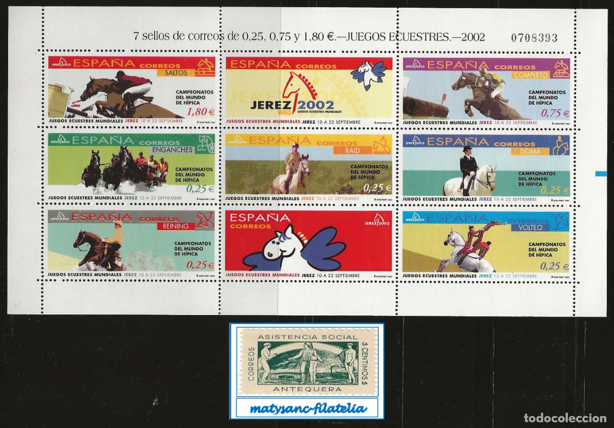 Sellos: ESPA&Ntilde;A 2002. EDIFIL 3898/3904. MINIPLIEGO 78 &rdquo;CAMPEONATO DEL MUNDO DE H&Iacute;PICA&rdquo;. MNH***